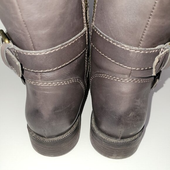 Enzo Angiolini Easayin Tall Riding Boots Dark Taupe Gray W/Buckle Detail Size 6M - Picture 5 of 16